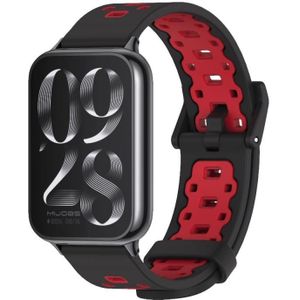 Voor Xiaomi Mi Band 8 Pro Mijobs Vierkant gat Ademende siliconen horlogeband (zwart rood)