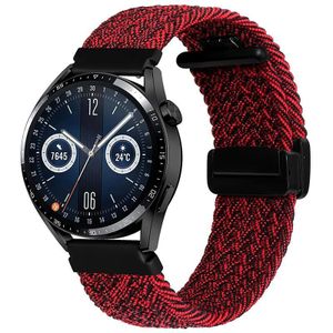Voor Garmin VivoMove Trend / Luxe / Style 20 mm magnetische vouwsluiting geweven horlogeband (zwart zandrood)