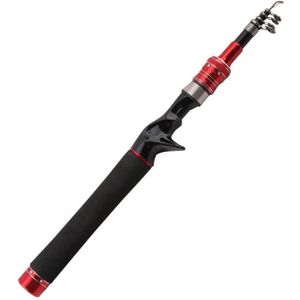 Telescopic Lure Rod Mini Fishing Rod Portable Fishing Tackle  Length: 2.1m(Red Curved Handle)
