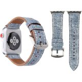 For Apple Watch Series 3 & 2 & 1 42mm Simple Fashion Genuine Leather Cowboy Pattern Watch Strap(Baby Blue)