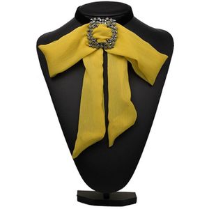 Satijn chiffon Bow tie vrouwen shirt kraag accessoire (geel)