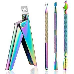 FABIYAN Nail Art Scissors Set Stainless Steel Nail Clippers Dead Skin Scissors Remover Steel Push  Specification: Set 4