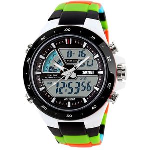 SKMEI 1016 Multifunctional Men Outdoor Sports Camouflage Noctilucent Waterproof Double Digital Watch (Black)