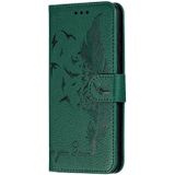 Feather patroon Litchi textuur horizontale Flip lederen draagtas met portemonnee & houder & kaartsleuven voor Galaxy A60 (groen)