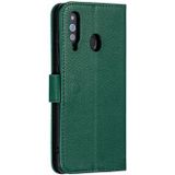 Feather patroon Litchi textuur horizontale Flip lederen draagtas met portemonnee & houder & kaartsleuven voor Galaxy A60 (groen)