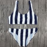 Ladies Sexy High Waist Striped Bikini Suit Swimsuit(L)