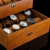 Wooden Double-Layer Watch Storage Box With Lock Jewelry Collection Display Box  Specification: 20 Epitope