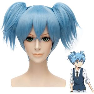 Anime Assassination Classroom Shiota Nagisa Ponytails Wig Cosplay Costume Synthetic Hair(Blue)