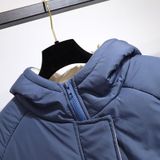 Groot formaat lang naar beneden gevoerde jas (kleur: blauw maat: XXL)