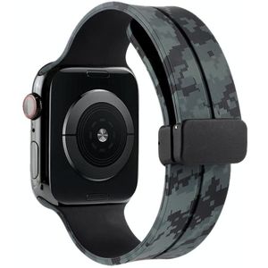 Magnetische sluiting Camouflage siliconen horlogeband voor Apple Watch Series 8&7 41mm / SE 2&6&SE&5&4 40mm / 3&2&1 38mm (camouflage zwart)