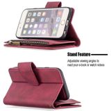 For iPhone 6 Skin Feel Detachable Magnetic Zipper Horizontal Flip PU Leather Case with Multi-Card Slots & Holder & Wallet & Photo Frame & Lanyard(Red)