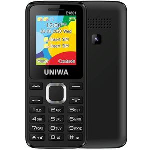 UNIWA E1801 mobiele telefoon  1 77 inch  800mAh batterij  21 toetsen  ondersteuning Bluetooth  FM  MP3  MP4  GSM  Dual SIM (Zwart)