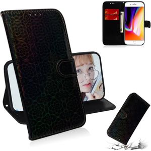 For iPhone 7 / 8 Solid Color Colorful Magnetic Buckle Horizontal Flip PU Leather Case with Holder & Card Slots & Wallet & Lanyard(Black)