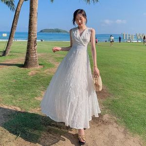 Backless Beach Long Dress (Color: White Size: XL)