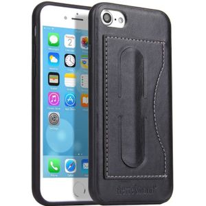 Fierre Shann Full Coverage Protective Leather Case for iPhone 8 & 7  with Holder & Card Slot(Black)