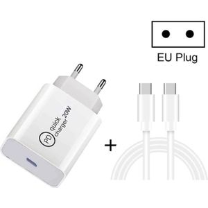 SDC-20W 2 in 1 PD 20W USB-C / Type-C Travel Charger + 3A PD 3.0 USB-C / Type-C to USB-C / Type-C Fast Charge Data Cable Set  Cable Length: 2m  EU Plug