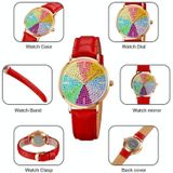 SKMEI 1811 Eight Color Diamond Round Dial Quartz Watch for Ladies(White Leather Belt)