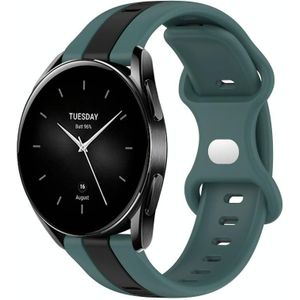 Voor Xiaomi Watch S2 42 mm 22 mm vlindergesp tweekleurige siliconen horlogeband (groen + zwart)