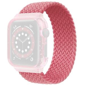 Weave Replacement Wrist Strap Watchbands with Frame For Apple Watch Series 6 & SE & 5 & 4 44mm  Length:140mm(Bright Pink)