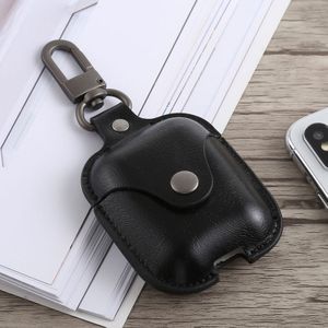 Bluetooth Thicken Cover Anti-drop Dust-proof Buckle Bluetooth Earphone PU Leather Case for Airpods (Black)