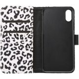 For  iPhone X  Leopard Pattern PU + PC Horizontal Flip Leather Protective Case with Holder & Card Slots(White)