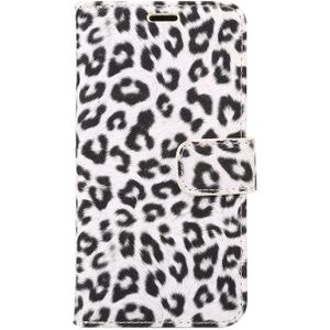 For  iPhone X  Leopard Pattern PU + PC Horizontal Flip Leather Protective Case with Holder & Card Slots(White)