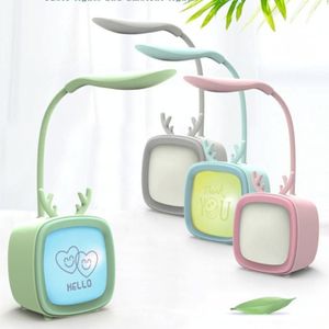 2 PCS Cute Pet USB Table Lamp Energy-Saving Eye Protection LED Bedroom Dormitory Night Light  Random Color Delivery( Fawn)