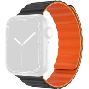 Mutal Moran Series Vloeibare Siliconen Magnetische Riem Horlogeband voor Apple Watch Series 7 45mm / 6 & SE & 5 & 4 44mm / 3 & 2 & 1 42mm (zwart + oranje)