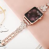 3-klavertje diamanten horlogeband voor Apple Watch Ultra 49 mm / serie 8 & 7 45 mm / SE 2 & 6 & SE & 5 & 4 44 mm / 3 & 2 & 1 42 mm (rosé goud)