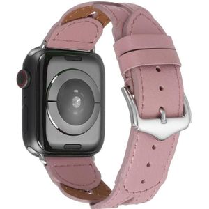 Twist-gestikte lederen horlogeband voor Apple Watch Series 7 45 mm / 6 & SE & 5 & 4 44 mm / 3 & 2 & 1 42 mm