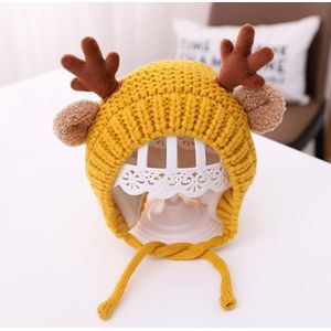 MZ9789 Little Antlers Baby Knitted Hat Baby Wool Warm Hat  Size: Around 46-48cm(Yellow)