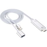 USB 3.0 Female HDMI HD 1080P Video Converter HDTV Cable  For iPhone X/ iPhone 7/ iPhone 6s & 6s Plus and Other Apple/Android Devices(Silver)