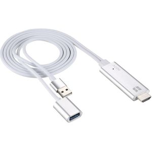 USB 3.0 Female HDMI HD 1080P Video Converter HDTV Cable  For iPhone X/ iPhone 7/ iPhone 6s & 6s Plus and Other Apple/Android Devices(Silver)