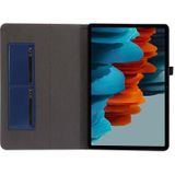 For Samsung Galaxy Tab S7+ T970/T976B 2-Folding Business Horizontal Flip PU Leather Case with Card Slots & Holder(DeepBlue)
