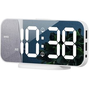 8821 LED Mirror Dual-purpose Snooze Alarm Clock (White)