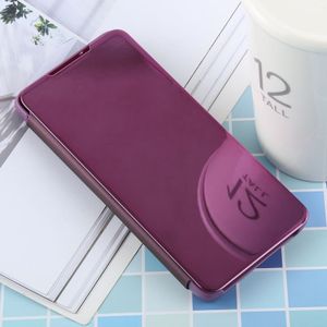 PU Electroplating Mirror Horizontal Flip Leather Case for Galaxy S10  with Holder (Purple)