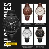 Ochstin 6050A multifunctioneel quartz heren lederen horloge (zilver + zwart)