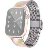 Multi-baht stalen vervangende horlogeband voor Apple Watch Series 6 & SE & 5 & 4 44mm / 3 & 2 & 1 42mm (staal tussen goud)