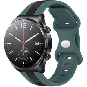 Voor Xiaomi MI Watch S1 22 mm vlindergesp tweekleurige siliconen horlogeband (groen + zwart)