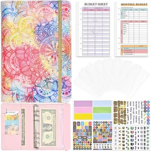 A6 Mandala Binder Financieel Plan Notebook PU Leer Cash Budget Boek (Prachtig Roze)