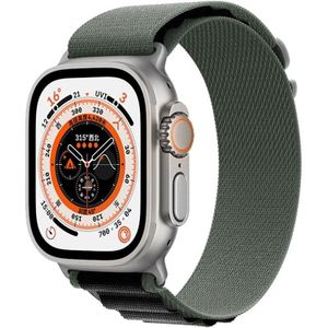 Voor Apple Watch Ultra 49 mm nylon horlogeband (zwart + groen)