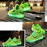 Led licht lichtgevende schoenen vliegen geweven sport en vrije tijd schoenen voor kinderen  maat: 29 (groen)