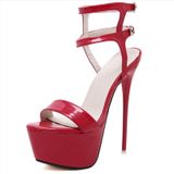 Sexy Nightclub Super High Heels  Size:36(Red)