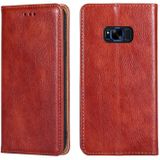 For Samsung Galaxy S8+ PU + TPU Gloss Oil Solid Color Magnetic Horizontal Flip Leather Case with Holder & Card Slot & Wallet(Brown)