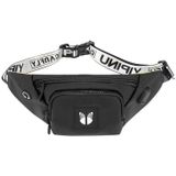 YIPINU YPU-DS Fashion Chest Bag Messenger Bag Waist Bag Waterproof Sports Mobile Phone Bag with External USB Port(Black)