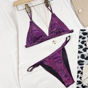 Split multicolor gradiënt bikini sexy riem gesp strand badpak  maat: S