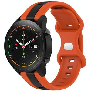 Voor Xiaomi MI Watch S1 Pro 22 mm vlindergesp tweekleurige siliconen horlogeband (oranje + zwart)