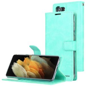 For Samsung Galaxy S21 5G GOOSPERY BLUE MOON Crazy Horse Texture Horizontal Flip Leather Case With Bracket & Card Slot & Wallet(Mint Green)