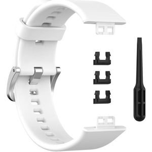 For Huawei Watch Fit Silicone Replacement Wrist Strap Watchband with Stainless Steel Buckle(White)