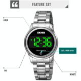 SKMEI 1737 Round Dial LED Digital Display Touch Luminous Electronic Watch(Silver)